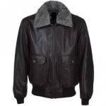 AVIATOR FUR COLLAR BLACK LEATHER JACKET