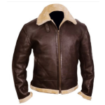 AVIATOR FUR COLLAR BROWN LEATHER JACKET