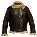AVIATOR ZIPPERED FUR COLLAR LEATHER JACKET