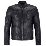 BIKER BLACK LEATHER JACKET FOR MEN