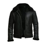 BLACK AVIATOR FUR COLLAR GENUINE LEATHER JACKET