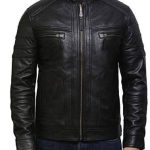 Black Biker Leather Jacket For Men .