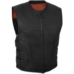 BLACK BIKER TWO FRONT POCKET LEATHER VEST