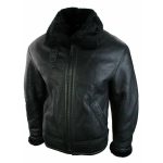 BLACK FUR AVIATOR GENUINE LEATHER JACKET