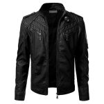 BLACK MOTORCYCLE RETRO LEATHER JACKET