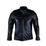 BLACK QUILTED MEN’S CAFE RACER LEATHER JACKET