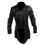 BLACK TRENCH LONG LEATHER COAT FOR MEN