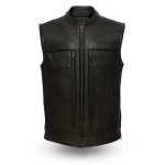BLACK TRIPLE ZIP LEATHER VEST