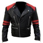 BRANDO BIKER BLACK & RED LEATHER JACKET