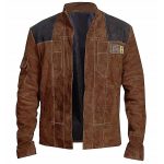 BROWN BIKER STYLE SUEDE LEATHER JACKET