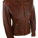 BROWN CAFE RACER LEATHER JACKET