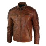 BROWN CAFE RACER LEATHER MEN'S JACKET