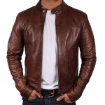 BROWN CAFE RACER MEN'S LEATHER JACKET