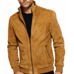 BROWN SUEDE CAFE RACER LEATHER JACKET