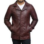 BROWN TRENCH GENUINE SHEEPSKIN LEATHER COAT