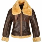 CHOCO AVIATOR FUR COLLAR GENUINE LEATHER JACKET