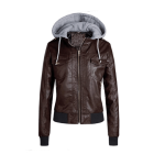 COFEE BROWN BOMBER REMOVABLE HOOD JACKET