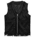 COWBOY BLACK FRINGES GENUINE LEATHER VEST