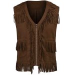 COWBOY DARK BROWN FRINGES LEATHER VEST