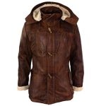 DETACHABLE HOODED MEN’S BROWN DUFFLE COAT