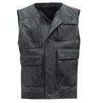 DISTRESSED BLACK BIKER REAL LEATHER VEST