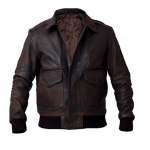 DISTRESSED BROWN BOMBER LEATHER JACKET