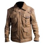 DISTRESSED BROWN COSPLAY BIKER LEATHER JACKET