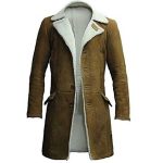 DISTRESSED BROWN LEATHER LONG COAT