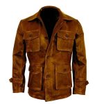 DISTRESSED BROWN SHIRT STYLE COLLAR COAT