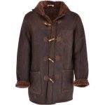 DUFFLE COAT LONG BROWN FUR DETACHABLE HOODED