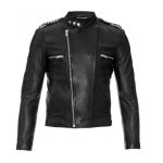 ELEGANT BLACK BIKER MEN'S LEATHER JACKET