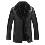 FUR AVIATOR BLACK LAPEL COLLAR REAL LEATHER COAT