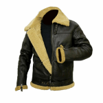 GINGER SHEEPSKIN BLACK LEATHER JACKET