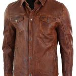 King Brown Biker Leather Jacket For Men