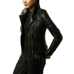 LADIES BIKER CASUAL FASHION LEATHER JACKET