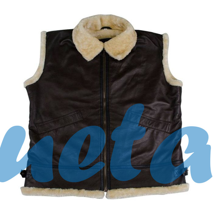 MEN AVIATOR BROWN GENUINE LEATHER VEST - Image 1