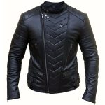 MEN BIKER CROSS ZIPPER LEATHER JACKET