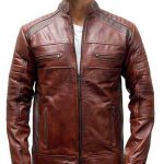 MEN BIKER VINTAGE BROWN LEATHER JACKET