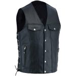 MEN BLACK BIKER GENUINE LEATHER VEST
