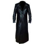 MEN BLACK GENUINE LEATHER LONG COAT