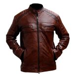 MEN BROWN BIKER VINTAGE REAL LEATHER JACKET