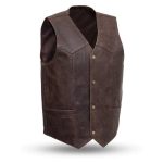 MEN BROWN MOTORCYCLE LEATHER VEST