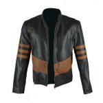 MEN CAFE RACER BROWN STRIPE LEATHER JACKET