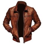 MEN DISTRESSED BROWN RETRO LEATHER JACKET