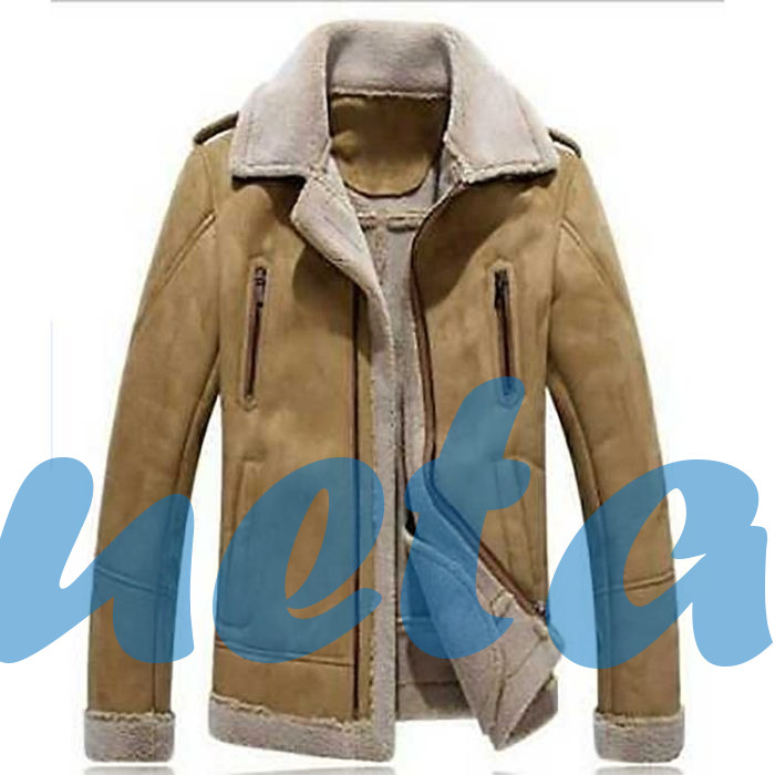 MEN FAUX FUR SHEARLING BROWN LEATHER JACKET | JACKET WORLD MEN FAUX FUR SHEARLING BROWN LEATHER JACKET - Image 1