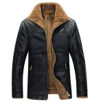 MEN FAUX FUR SHEARLING LEATHER COAT