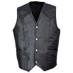 MEN PLAIN BIKER REAL LEATHER VEST