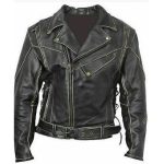MEN’S BLACK BIKER DISTRESSED LEATHER JACKET