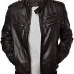 MEN’S BLACK CAFE RACER SHEEPSKIN JACKET