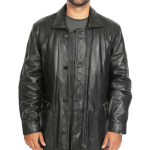 MEN’S BLACK GENUINE SHEEPSKIN LEATHER COAT